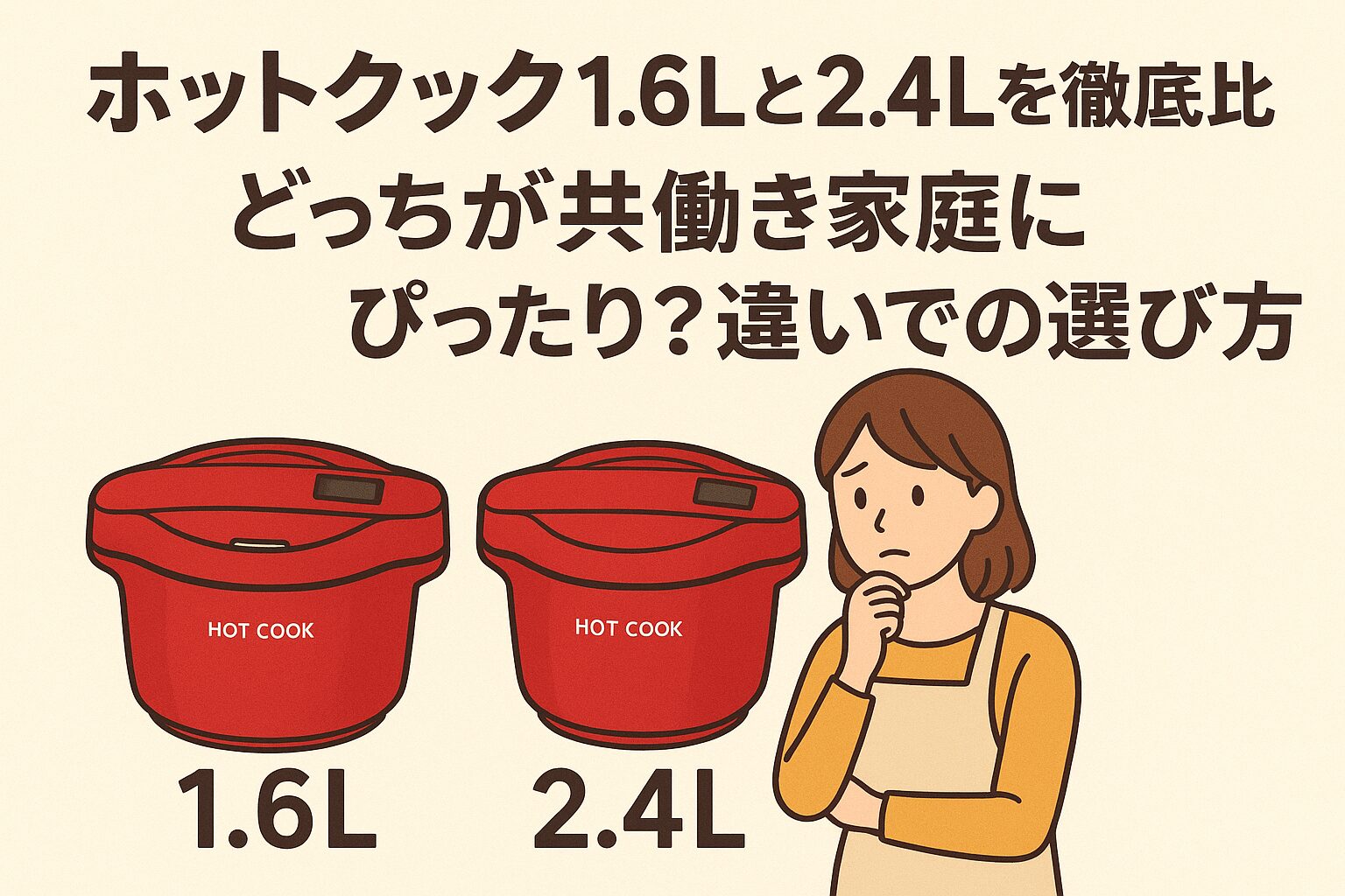 ホットクック1.6Lと2.4Lの違いを比較！どっちが共働き家庭におすすめかサイズと選び方